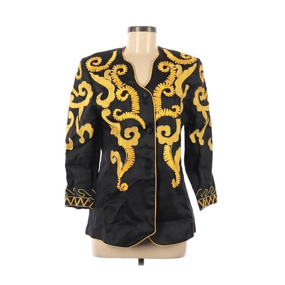 Ann Gerlin Linen Statement BlazerJacket Women Size 8 - Picture 1 of 8